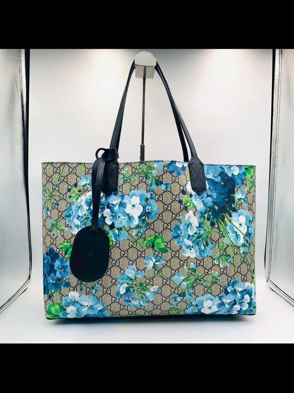 Gucci Blue Floral GG Supreme Canvas Tote